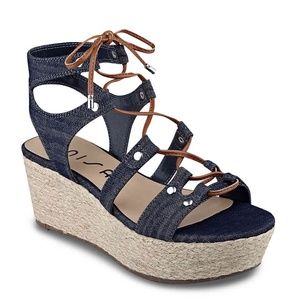 Unisa Lace Up Denim Espadrille Sandals.